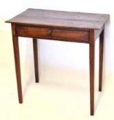 18th century and later single drawer side table raised on tapering supports, 72cm wide