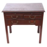 18th century mahogany lowboy, the top with moulded edge over a brushing slide and with two short and