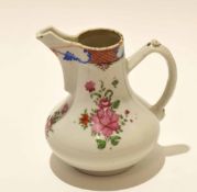 Unusual 18th century Chinese porcelain jug or feeding cup with floral decoration, 14cm high