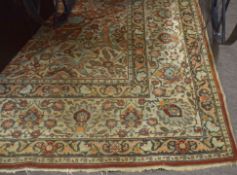 Large Caucasian carpet, all over floral design, mainly faded red and beige field, (poor condition,