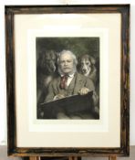 After E Landseer, hand coloured mezzotint published by Henry Graves 1867, self-portrait, 42 x 32cm