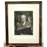 After E Landseer, hand coloured mezzotint published by Henry Graves 1867, self-portrait, 42 x 32cm