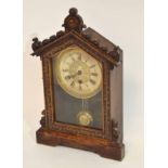 Late 19th century Continental bracket clock in wooden frame