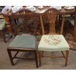 Harlequin set of nine various Hepplewhite style pierced splat back dining chairs, all with pale