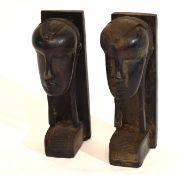 Two African carvings of heads