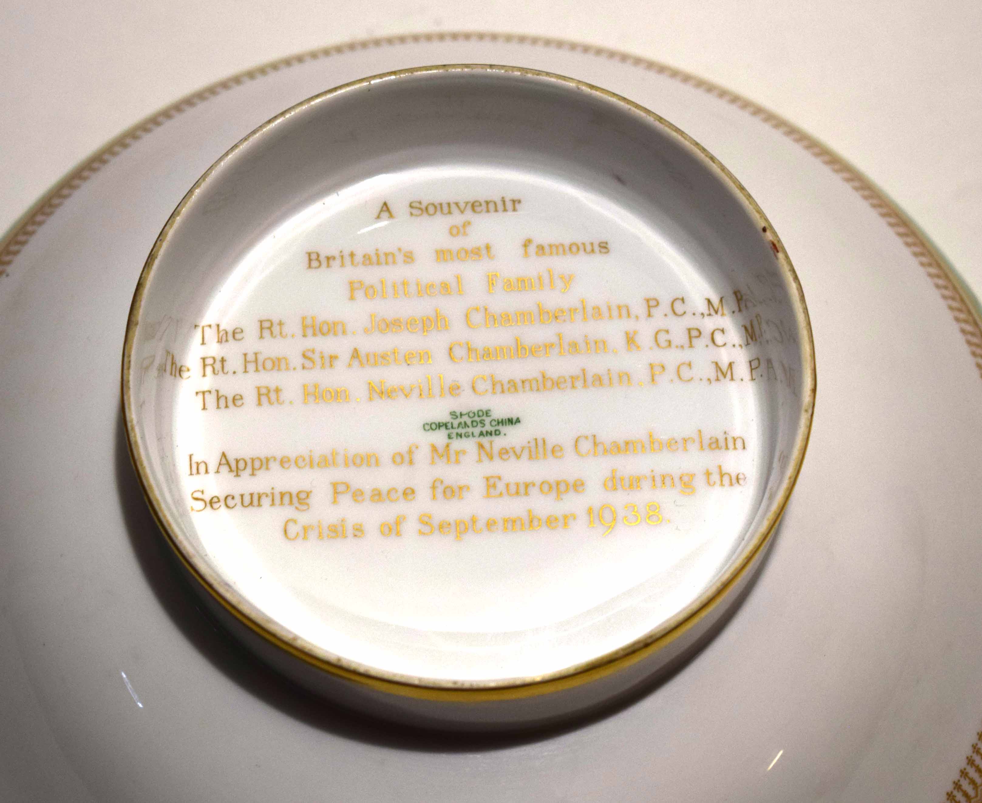 Copeland Spode bowl, the interior with photographs of the Chamberlain family within a green and gilt - Image 4 of 4