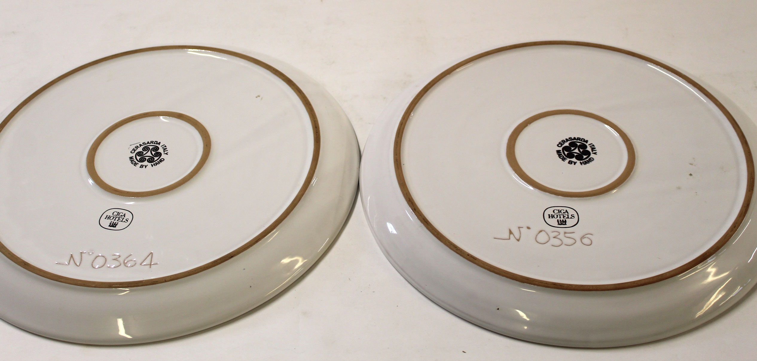 Two Italian pottery dishes made by Ceracarda in limited editions, made for Ciga Hotels, one with - Image 2 of 4