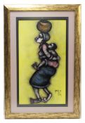 AR Meshu Mokitimi (contemporary) Mother and child mixed media, signed and dated 2004 lower right,