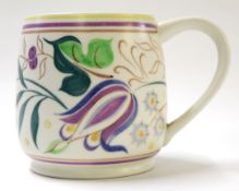 Poole Studio Pottery mug, with floral design with monogram and Poole Pottery factory stamp to base