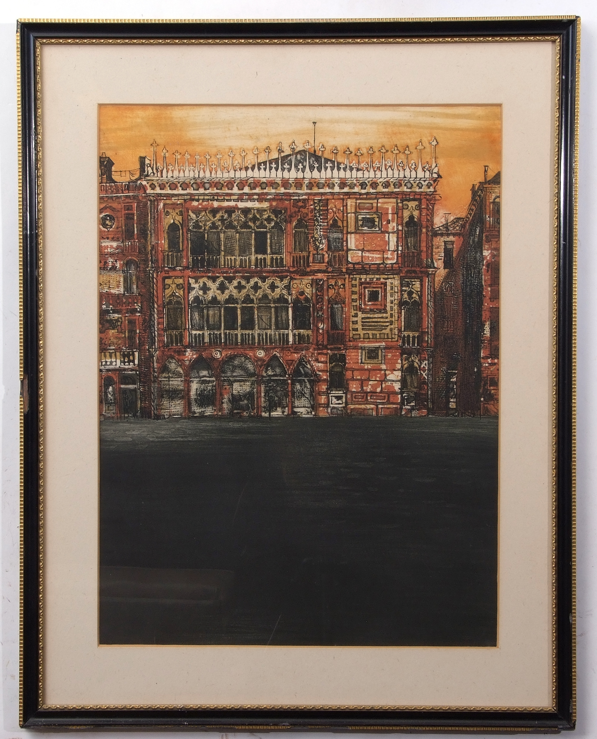 AR Richard Beer (1928-2017) "Ca'd'Oro in Venice" coloured etching, signed under mount, 60 x 44cm - Image 2 of 2