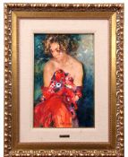 AR Nydia Lozano (20th century) Portrait of a young lady oil on board, signed lower centre, 39 x