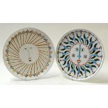 Two Italian pottery dishes made by Ceracarda in limited editions, made for Ciga Hotels, one with