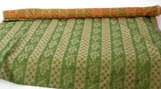 Part roll of mid-century fabric, green, flower and leaf design