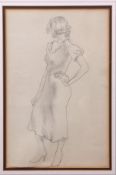 AR John Copley (1875-1950) Portrait of a lady pencil drawing, 36 x 23cm