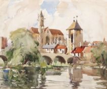 AR Edward Wesson, RI, RBA (1910-1983) "Moret-Sur-Loing, France" watercolour, signed and dated 1950
