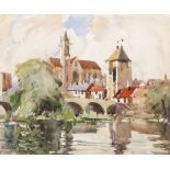 AR Edward Wesson, RI, RBA (1910-1983) "Moret-Sur-Loing, France" watercolour, signed and dated 1950