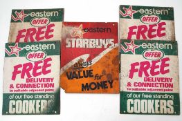 Four vintage Eastern Electricals card advertising signs together with a further promotional Star