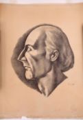 AR Jacob Kramer (1892-1962) Portrait of Delius, the composer" black and white lithograph, signed in