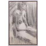 AR J Rowbottom (20th century) Seated nude pencil and wash, 46 x 29cm