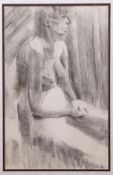 AR J Rowbottom (20th century) Seated nude pencil and wash, 46 x 29cm