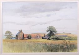 AR Donald Shannon (20th century) Farm in landscape watercolour, signed lower left