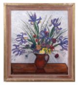 AR Elfrieda Denniss (20th century) "Spring flowers" oil on board, signed and dated 1958 lower left,