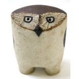 Rosemary Wren (1922-2013), pottery model of a stylised owl, the base impressed RD Wren, 17cm high