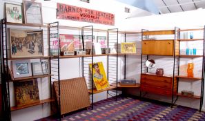 Robert Heal for Staples & Co, ladderax teak modular shelving units comprising a fall front