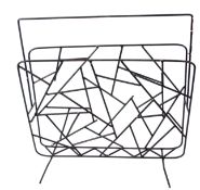 1950s/1960s metal wire magazine rack painted in black (a/f), missing one leg