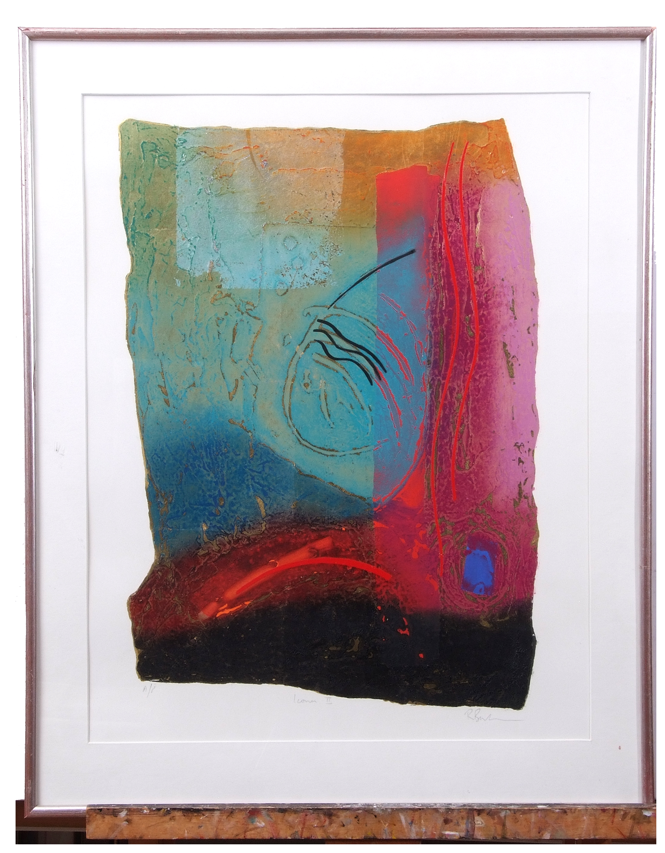 AR R Bali (20th century) "Icona II" mixed media, signed, inscribed AP and further inscribed with - Image 2 of 2