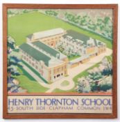 AR After Dix (20th century) Henry Thornton School coloured poster, 49 x 49cm