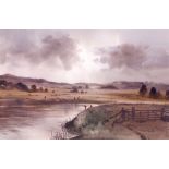 AR Thomas Alfred Liverton (1907-1973) "Fishing on the Rother, near Wittersham" watercolour, signed