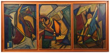 AR Judith Belenkie (contemporary) Triptych abstract circa 1960s group of three oils on board in one