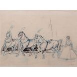 AR William Farley (1891-1961) Circus horses pencil and watercolour, signed lower right, 27 x 40cm
