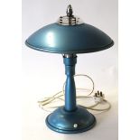 Art Deco 1920s blue metal table lamp, 51cm high