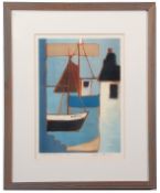 AR Barrie H Bray (1940-2015) "Cornish Harbour" coloured print, signed, numbered 1/20 and inscribed