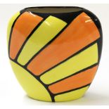 Contemporary sunburst type vase by Peter Jay, modelled in colours of orange and yellow within
