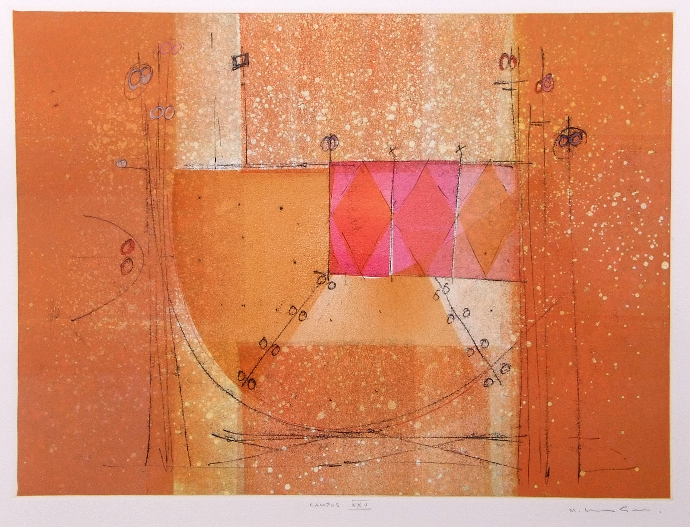 AR Mark Andrew Godwin (born 1957) "Campus XXV" coloured etching, signed and inscribed with title in - Image 2 of 2