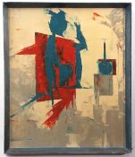 AR Judith Bellenkie (contemporary) Abstract figure oil on board, 60 x 50cm