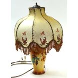 1930s decorative table lamp with fringed celluloid lamp shade, 42cm high