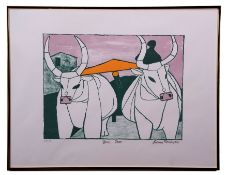 AR Julian Trevelyan, RA, (1910-1988) "Green Oxen" coloured lithograph, signed, numbered 69/75 and
