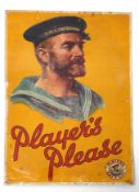 Vintage Players Navy Cut tobacco advertising sign - depicting head of a sailor for John Player &