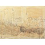 AR Wilhelmina Barns Graham, CBE, (1912-2004) "San Gimignano, Italy" pencil and gouache, signed and