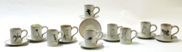 Humphrey Wakefield, Isle of Scilly Pottery collection of ten coffee cans or mugs with nine