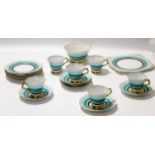 Art Deco part tea set made by Tuscan China, retailed by Lawleys, Regent St, the cups of lobed form