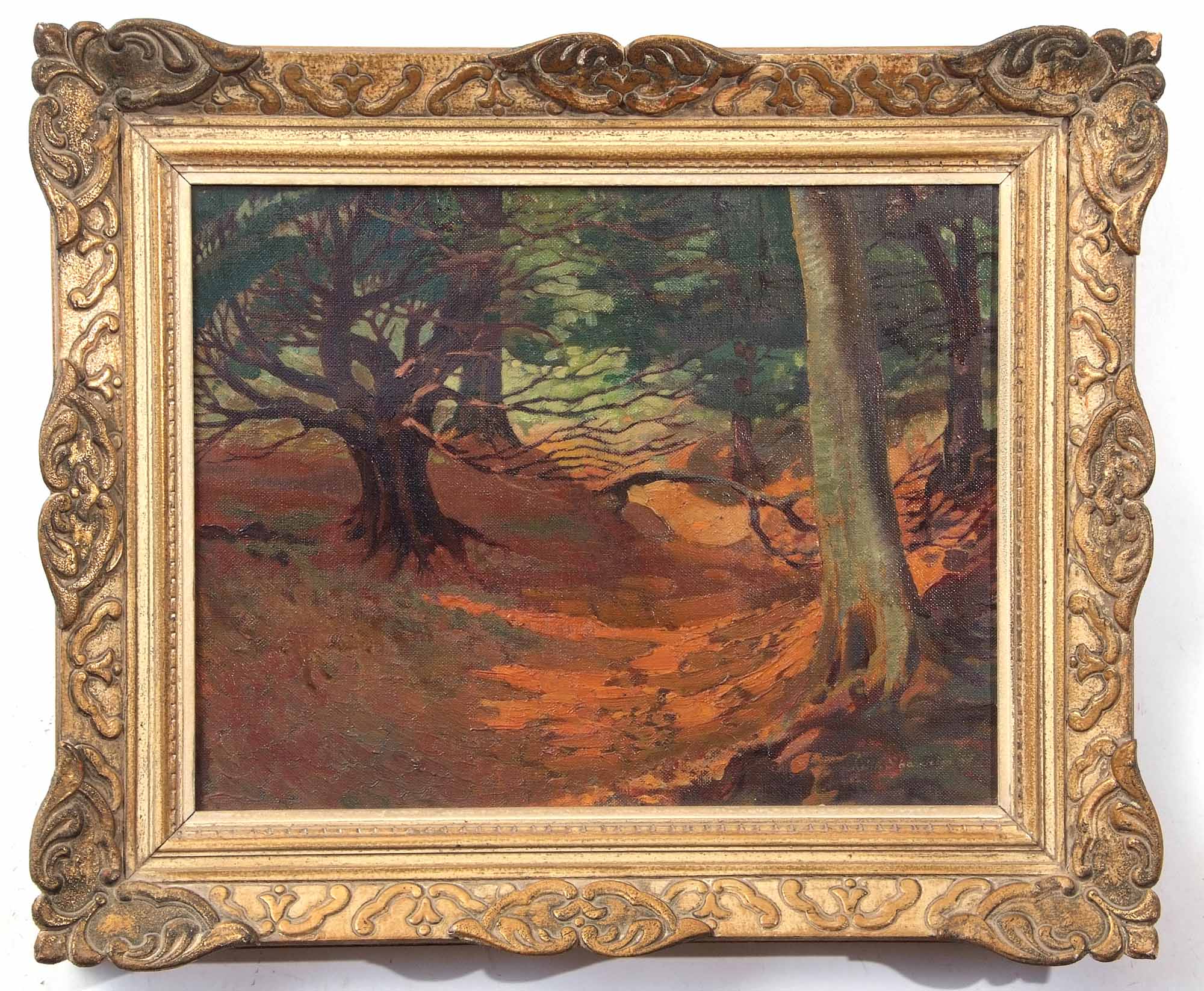 AR Keith Shackleton, MBE, RSMA (1923-2015) Wooded landscape oil on canvas, signed and dated 55