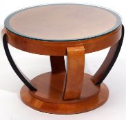 Art Deco 1930s circular coffee table with removable glass top, possibly by Hille, 65cm diam