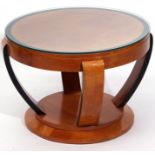 Art Deco 1930s circular coffee table with removable glass top, possibly by Hille, 65cm diam