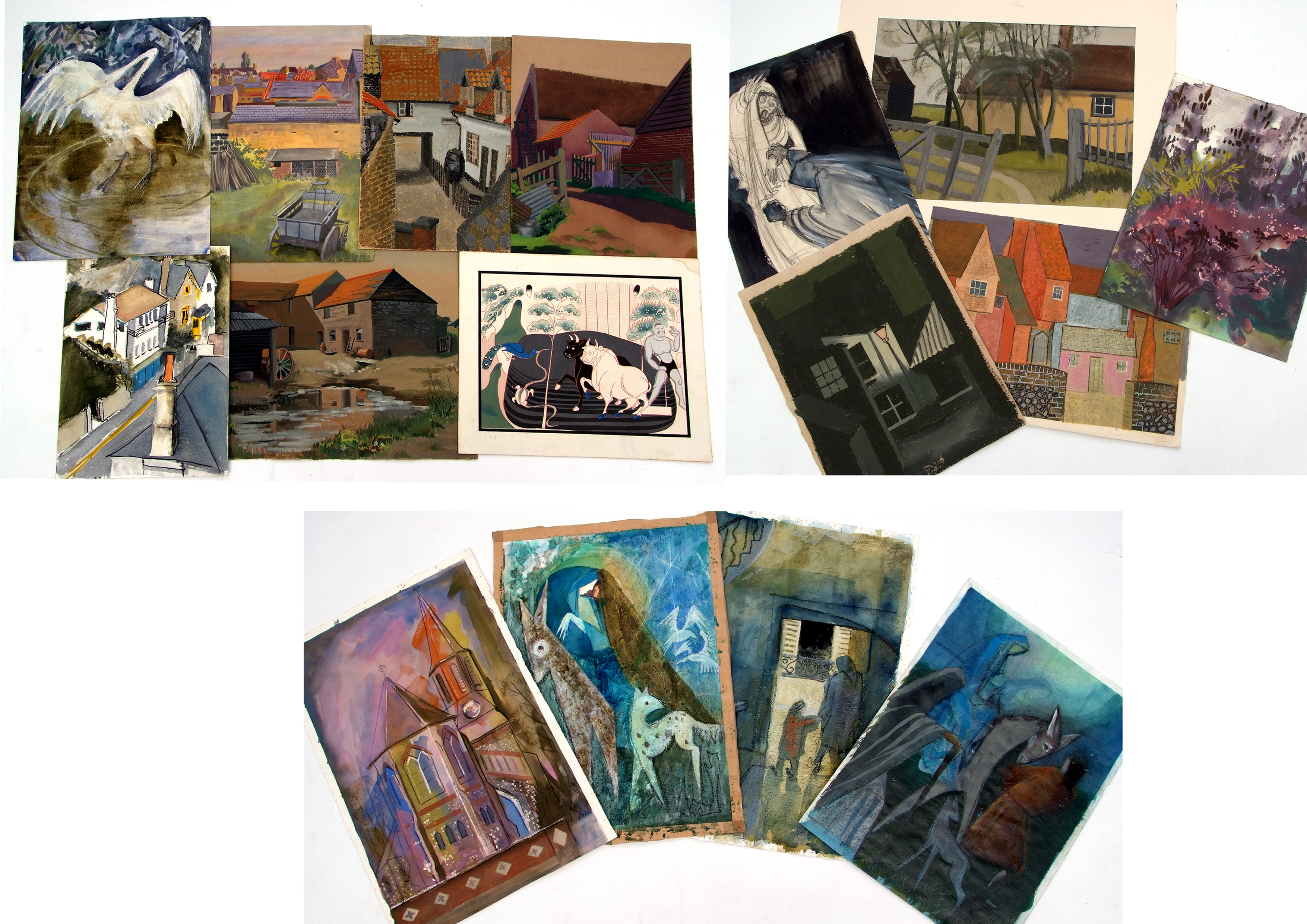 AR Dorothy Morton (1890-1983) Landscapes etc folder of 16 various works, assorted sizes, all