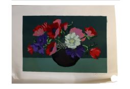 AR Wilfred E Littlewood (1899-1977) Flower study linocut, signed and numbered 19/50 in pencil to